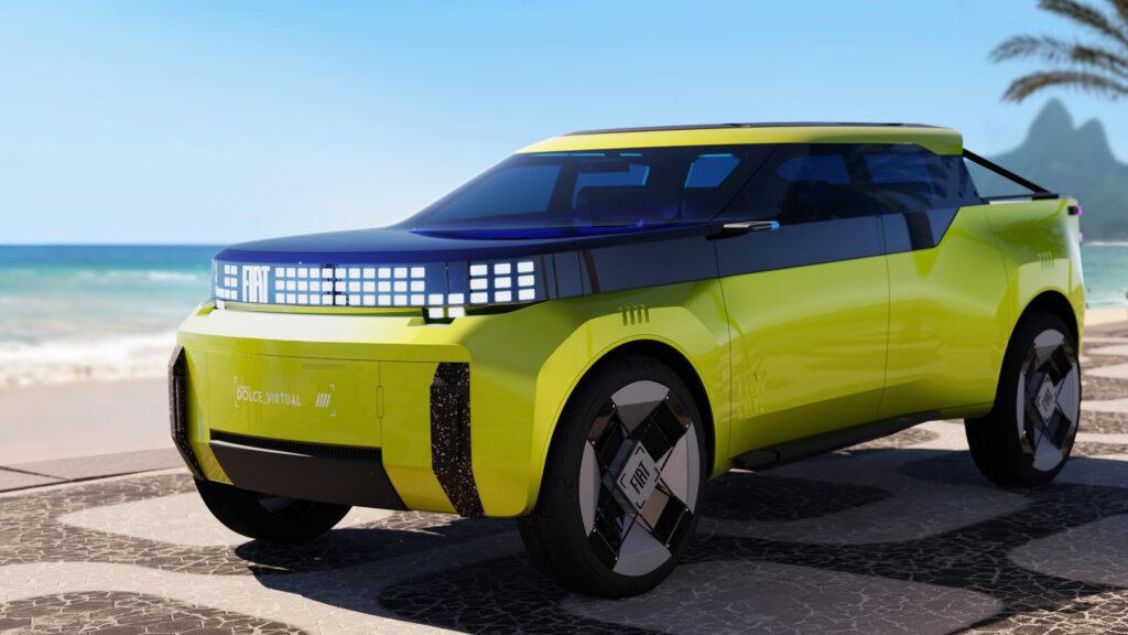 Conceito de picape futurista que antecipa a nova geração da Fiat Strada visto de frente
