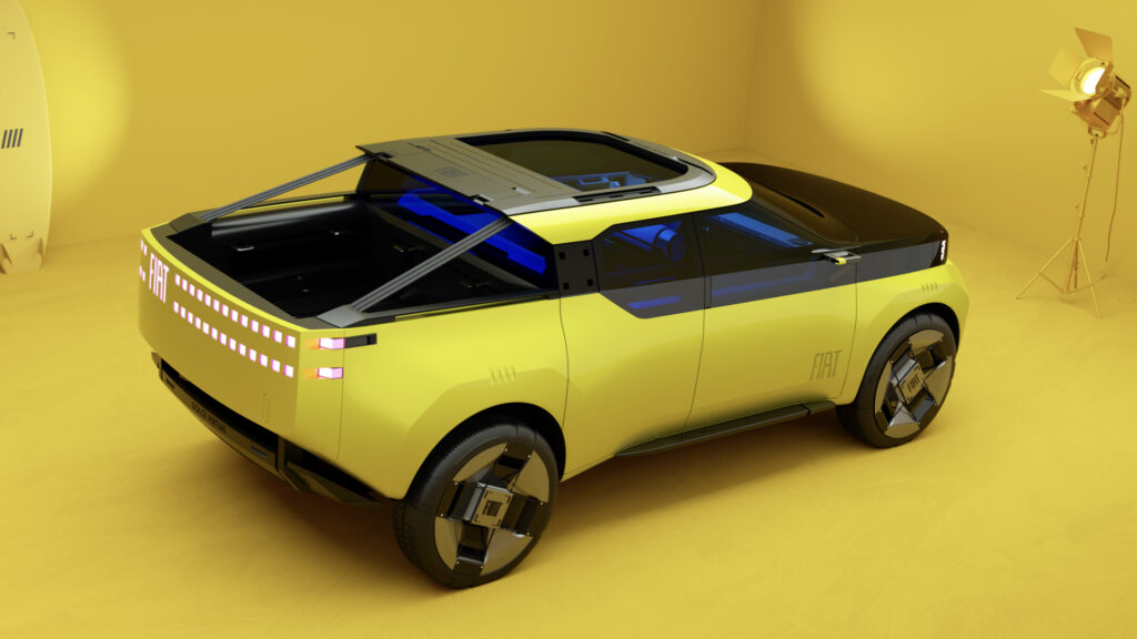Conceito de picape futurista que antecipa a nova geração da Fiat Strada visto de trás